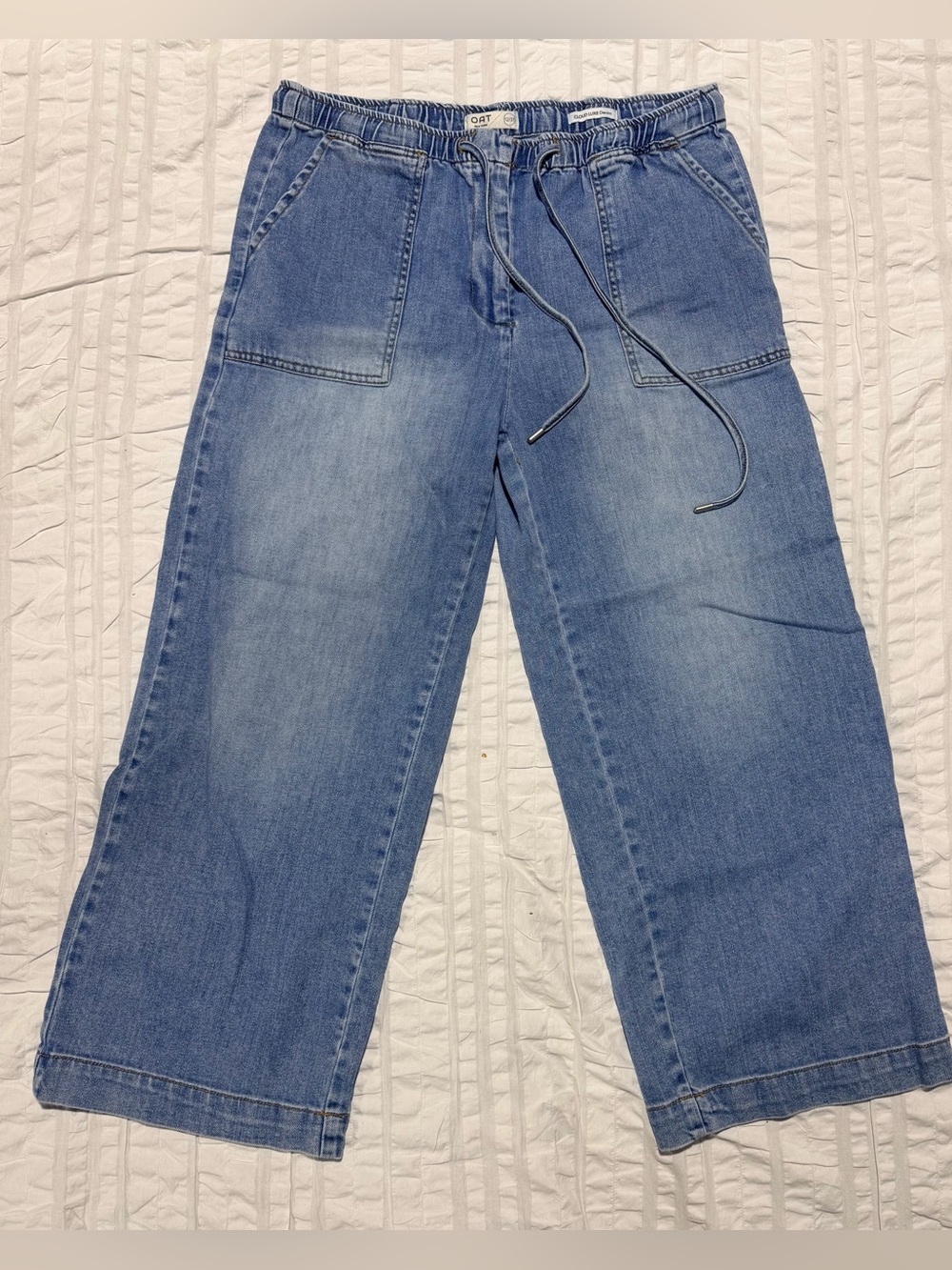 OAT Light Wash women’s Drawstring Wide-Leg Denim Pants 12/31